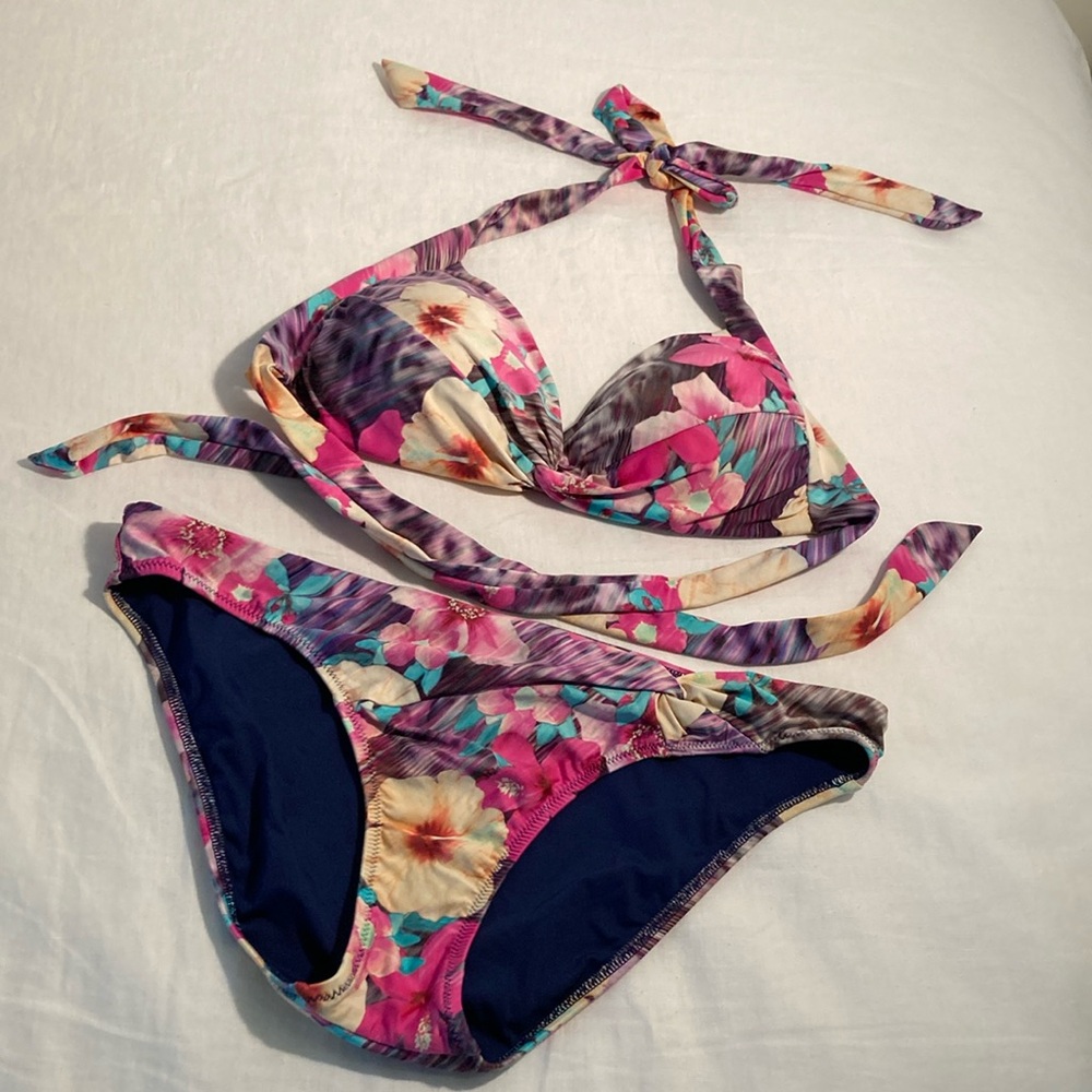 Nanette Lepore bikini set hibiscus floral L